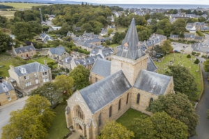 Dornoch Cathedral Aerial Phot showing the twn